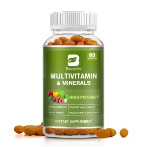 BEWORTHS 60PCS Vitamin & Mineral Capsules Vitamin A,B,C,D3,E,K2