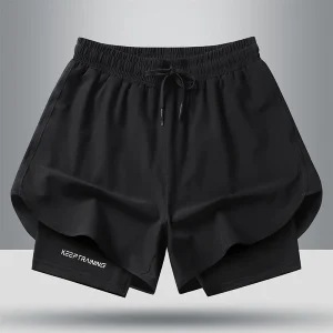 Men's quick drying and breathable 2-in-1 running shorts with built-in lining suitable