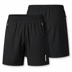 2-Pack Men's Quick Dry Running Shorts with Zipper Pockets & Reflective Detail