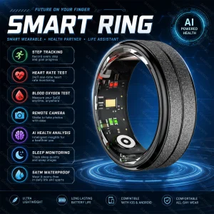 AI Smart Ring Health Tracker Men Women Stainless Steel Monitor Fitness Ring