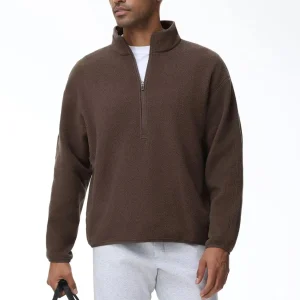 Men's Half Zip Oversized Fleece Pullover Sweatshirt Stand