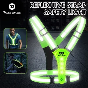 WEST BIKING Reflective Led Light Vest Adjustable Elastic Safety Harness